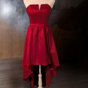 B. Smart Strapless Scarlet High-Low Dress